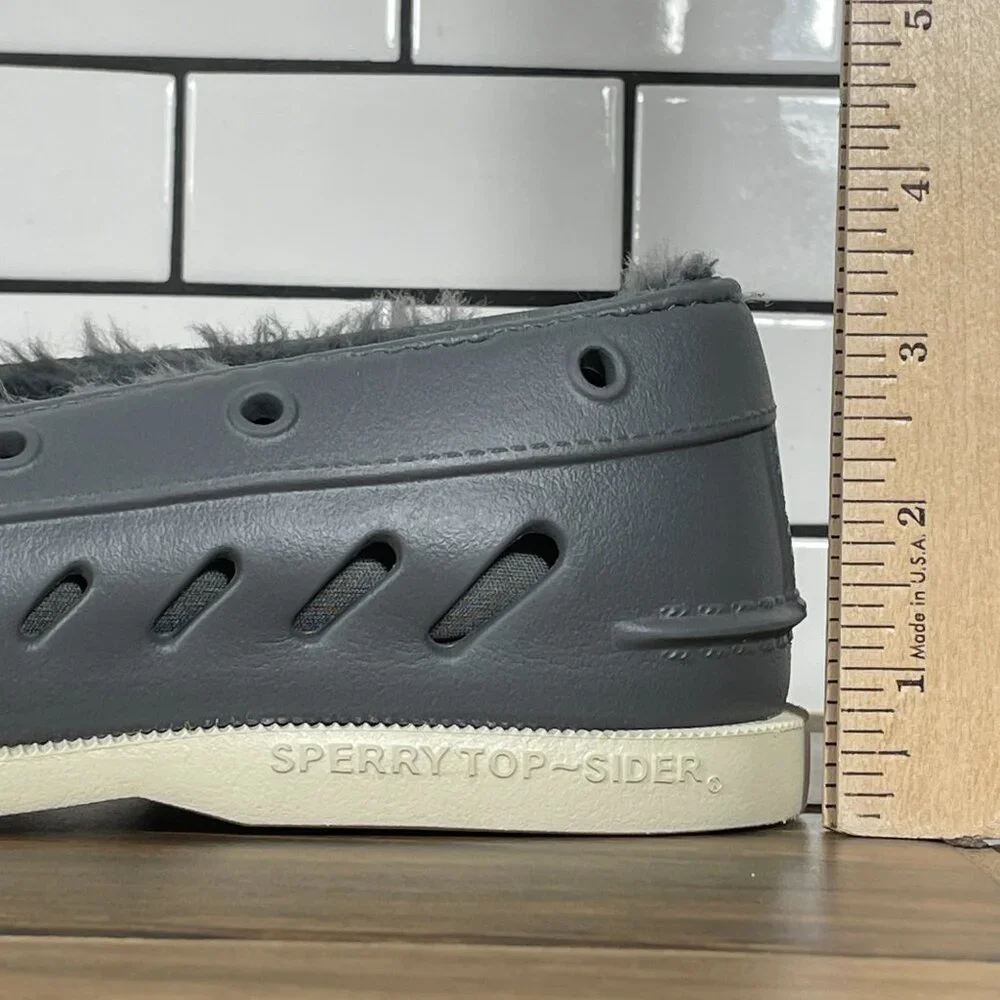 Sperry Authentic Original Float Cozy Boat Shoe Mens Size 10 Gray Faux Fur Lined
